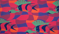 acrylic on paper painting entitled 'Schoolies (red)'